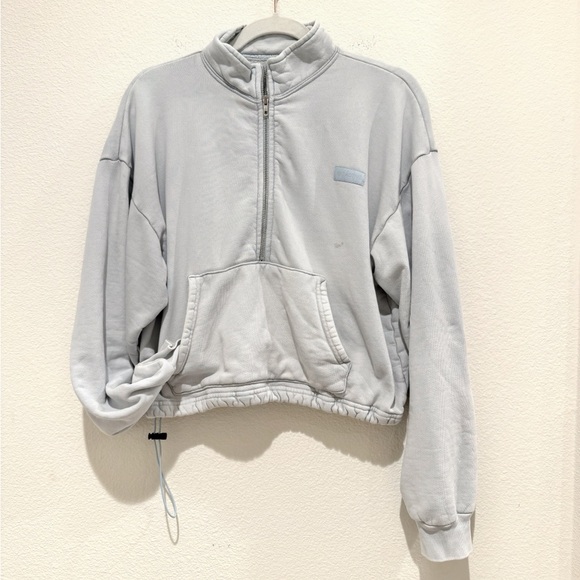 SET Active Tops - SET ACTIVE Sweater Womens Small Light Blue Half Zip Pockets Fleece Sweatshirt